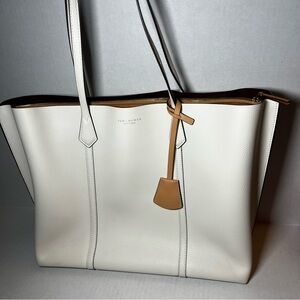 Tory Burch Perry cream Tri Compartment Large Tote W/ Dustbag!